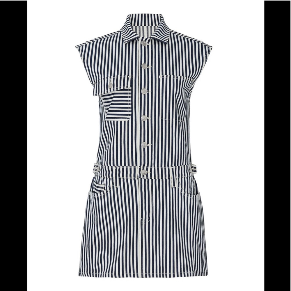 NWT current elliott modern striped denim jumpsuit dress Size 1